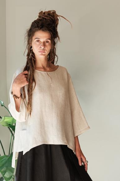 LONGSLEEVE LNIANY z kieszeniami - OATMEAL