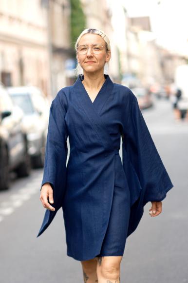 KIMONO LNIANE DŁUGIE: GRANAT