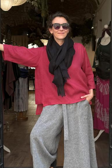 LONGSLEEVE LNIANY z kieszeniami - MALINA