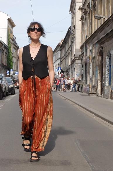 Luźne spodnie na gumce Orange