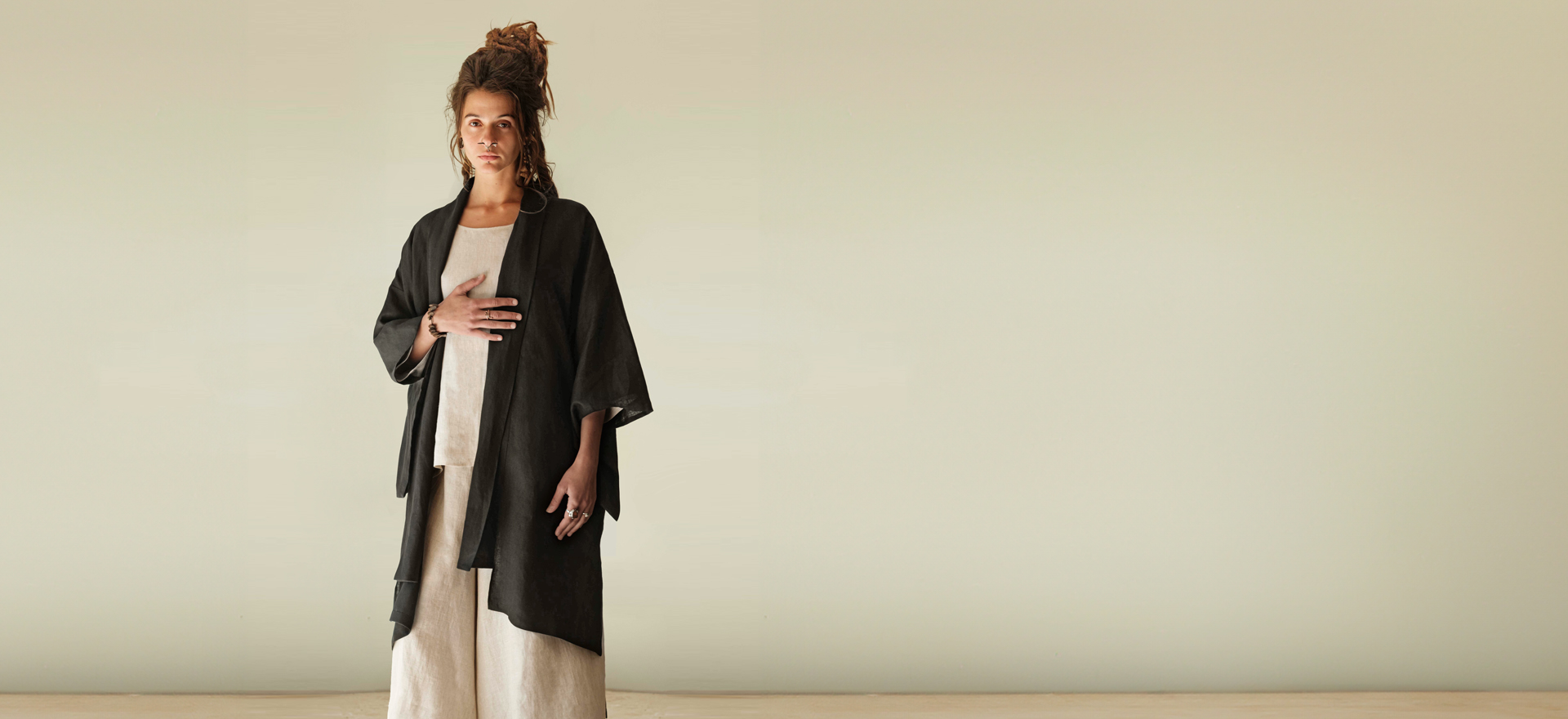 Long Black Kimono